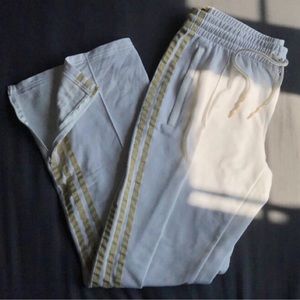 ADIDAS* white / gold striped pants- M